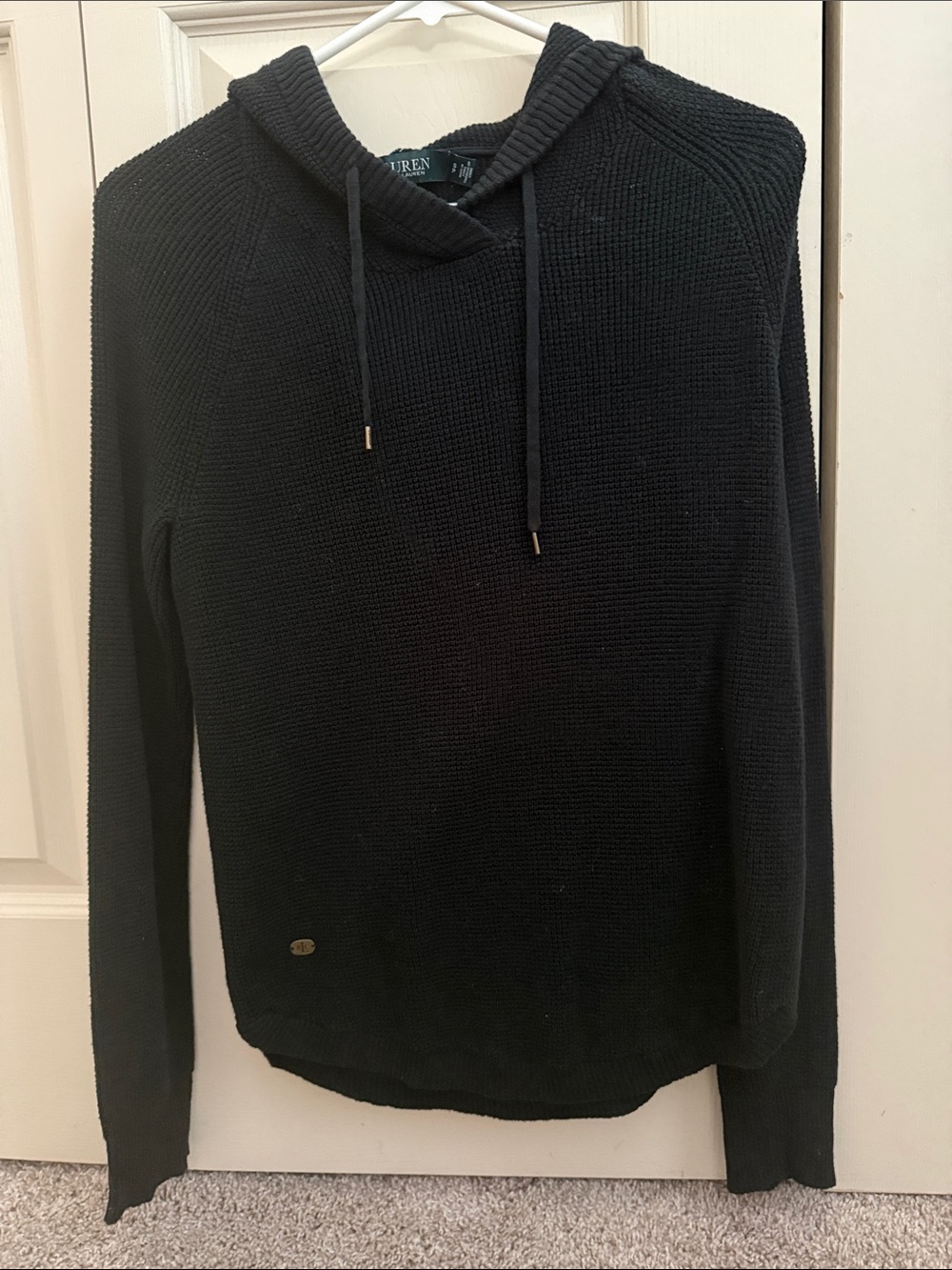 Ralph Lauren Black Crewneck Knit Hoodie Sweater - Women's